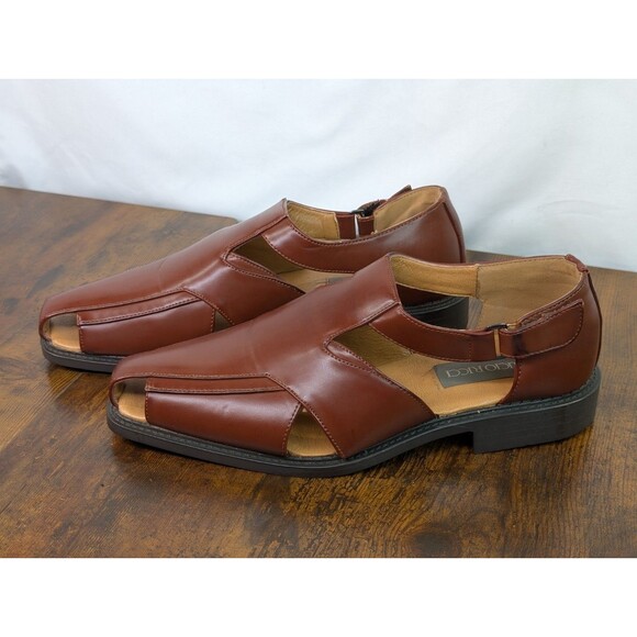 Lucio Ricci Mens Fisherman Dress Sandals Brown Leather Vent Toe Shoes Sz 9 main image 11